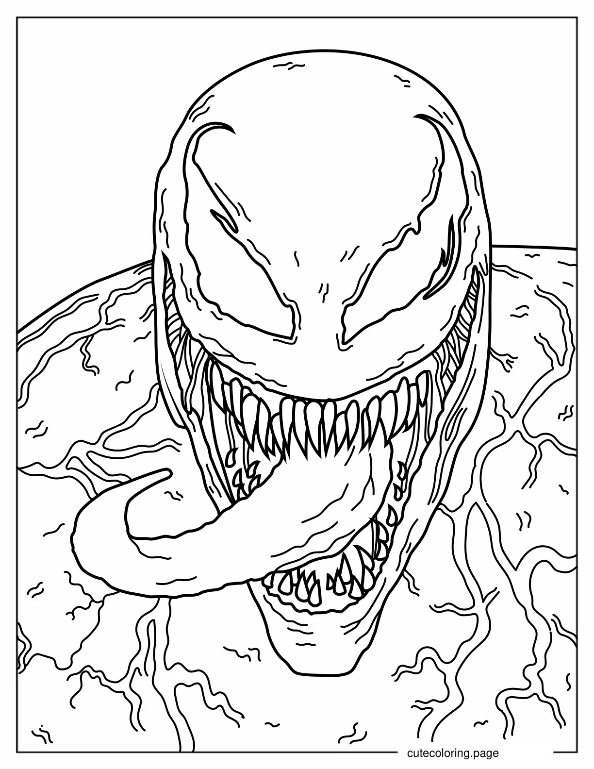 Detailed Venom Face Coloring Sheet coloring page