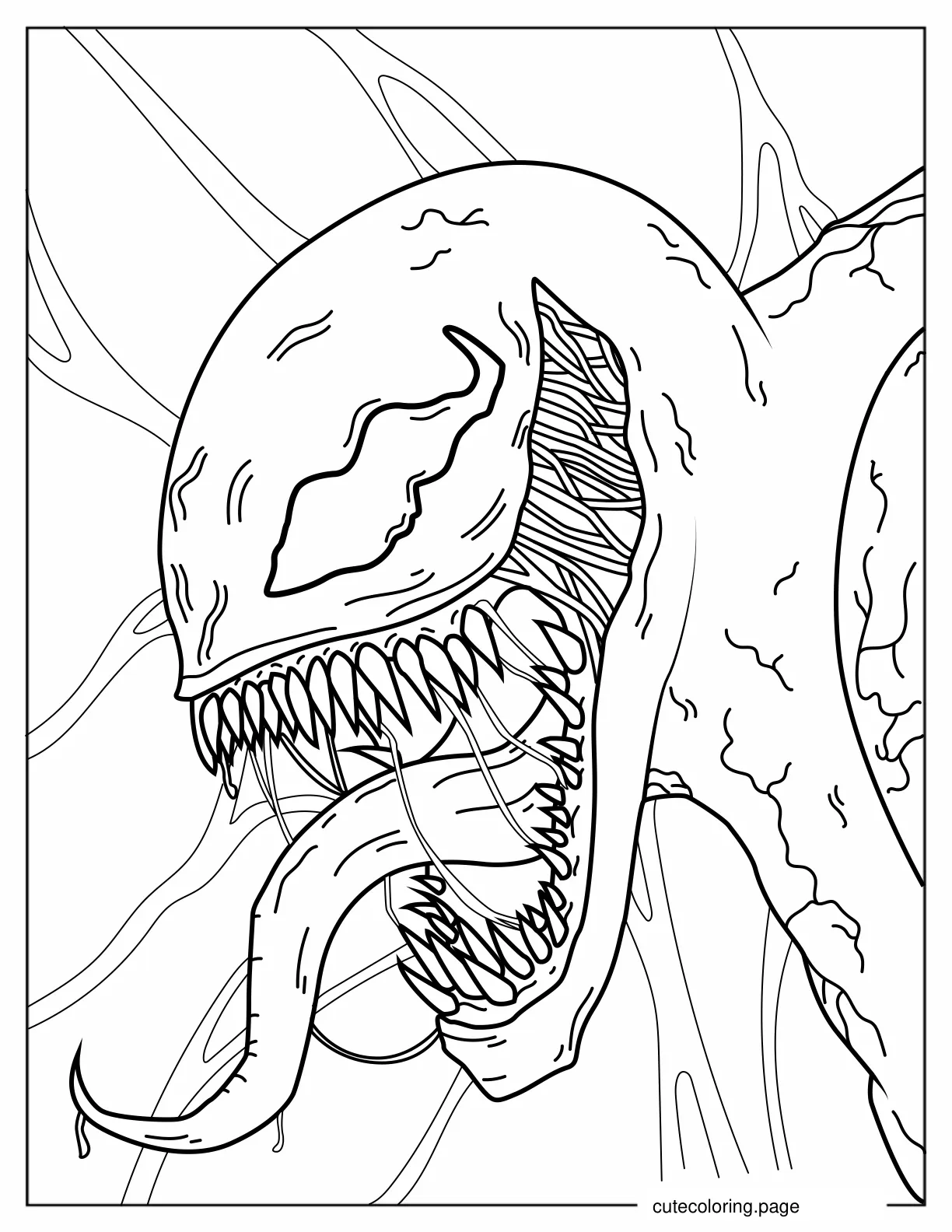 Scary Looking Venom Face To Color coloring page