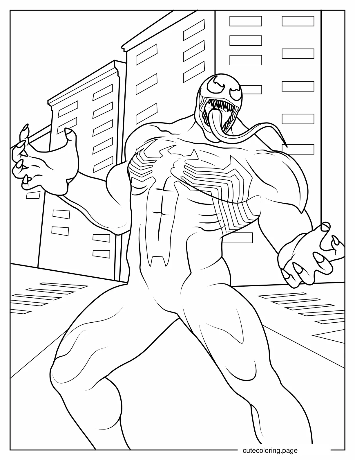 Scary Looking Venom With Tongue Out coloring page