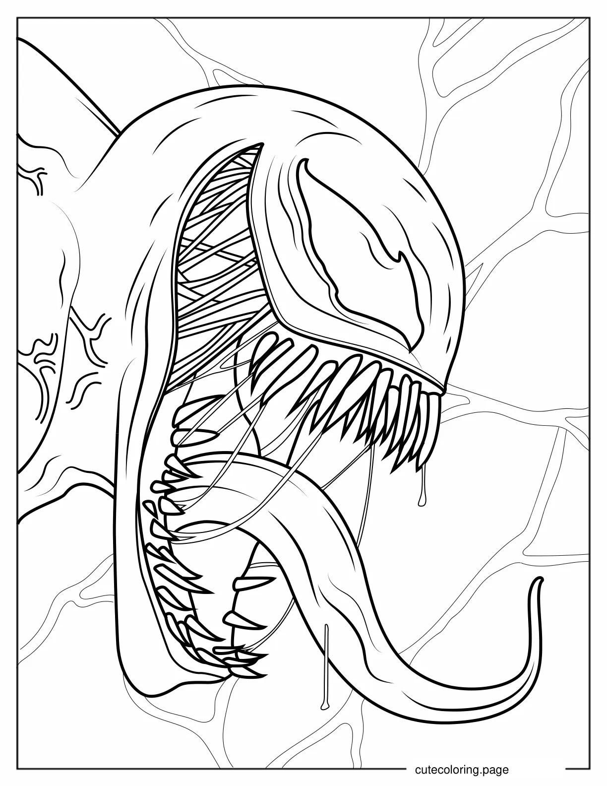 Venom Head With Sharp Teeth And Tongue To Color coloring page