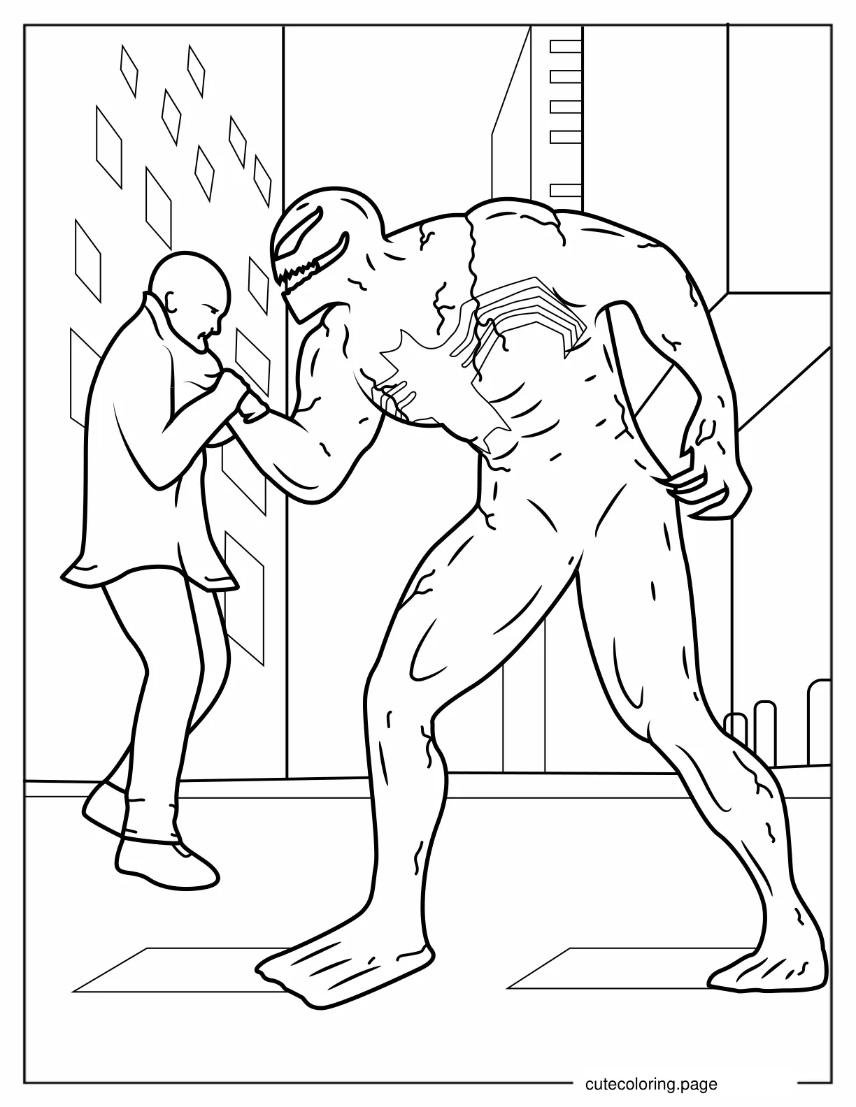 Venom Holding Up a Man coloring page