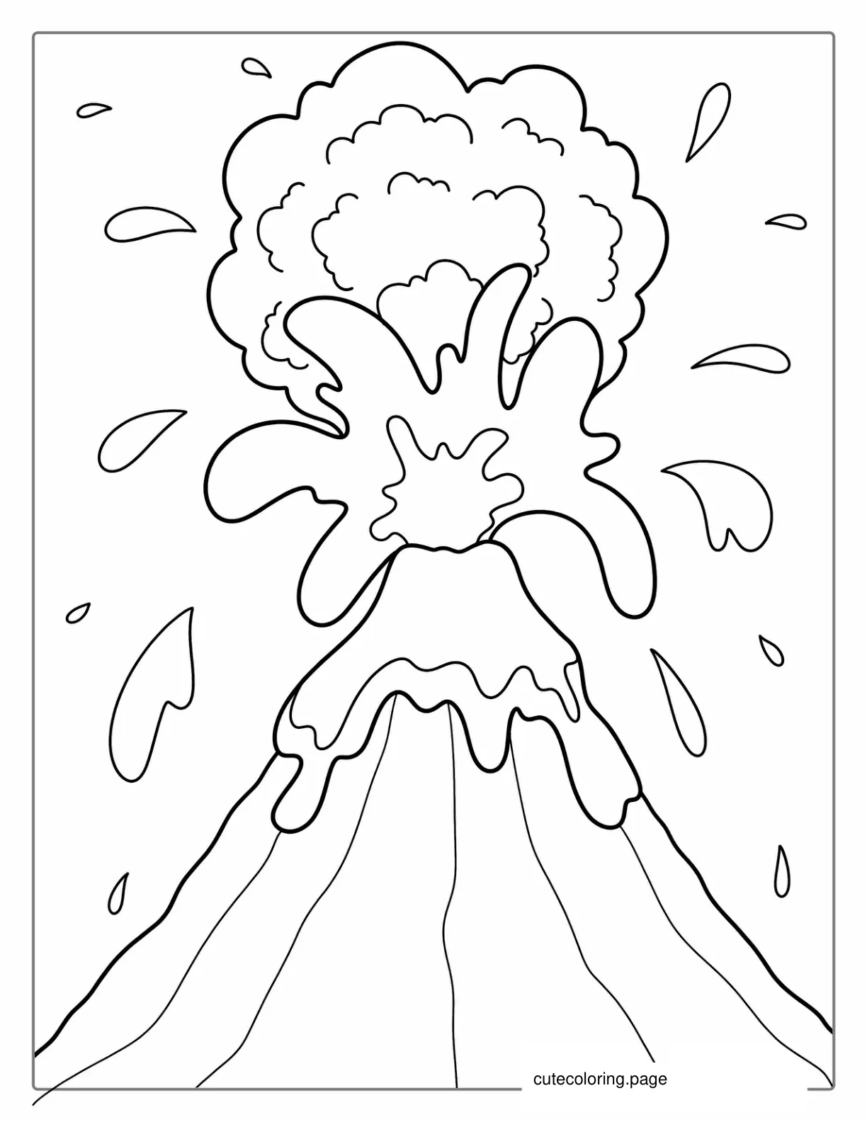 Easy To Color Volcano For Preschoolers coloring page