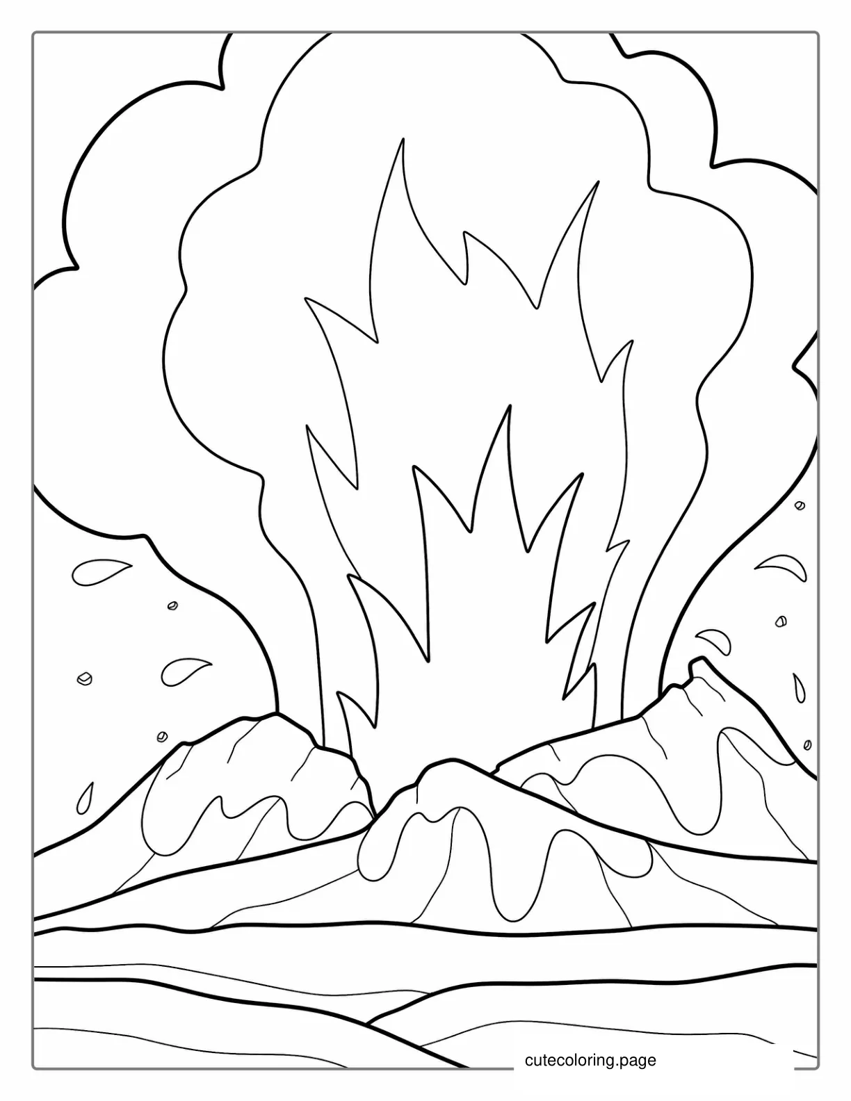 Large Volcano Eruption To Color For Kids coloring page