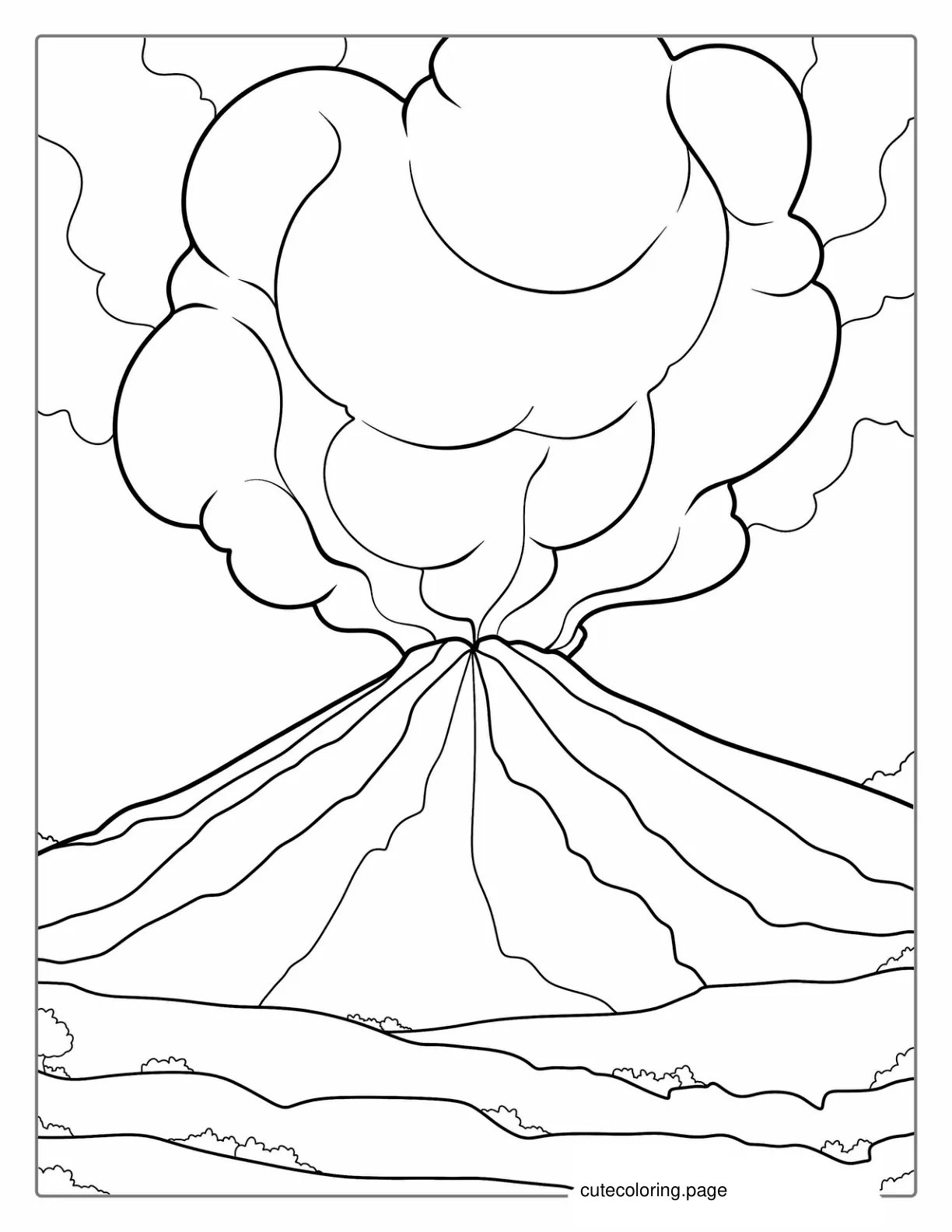 Volcanic Eruption With Lots Of Smoke To Color coloring page