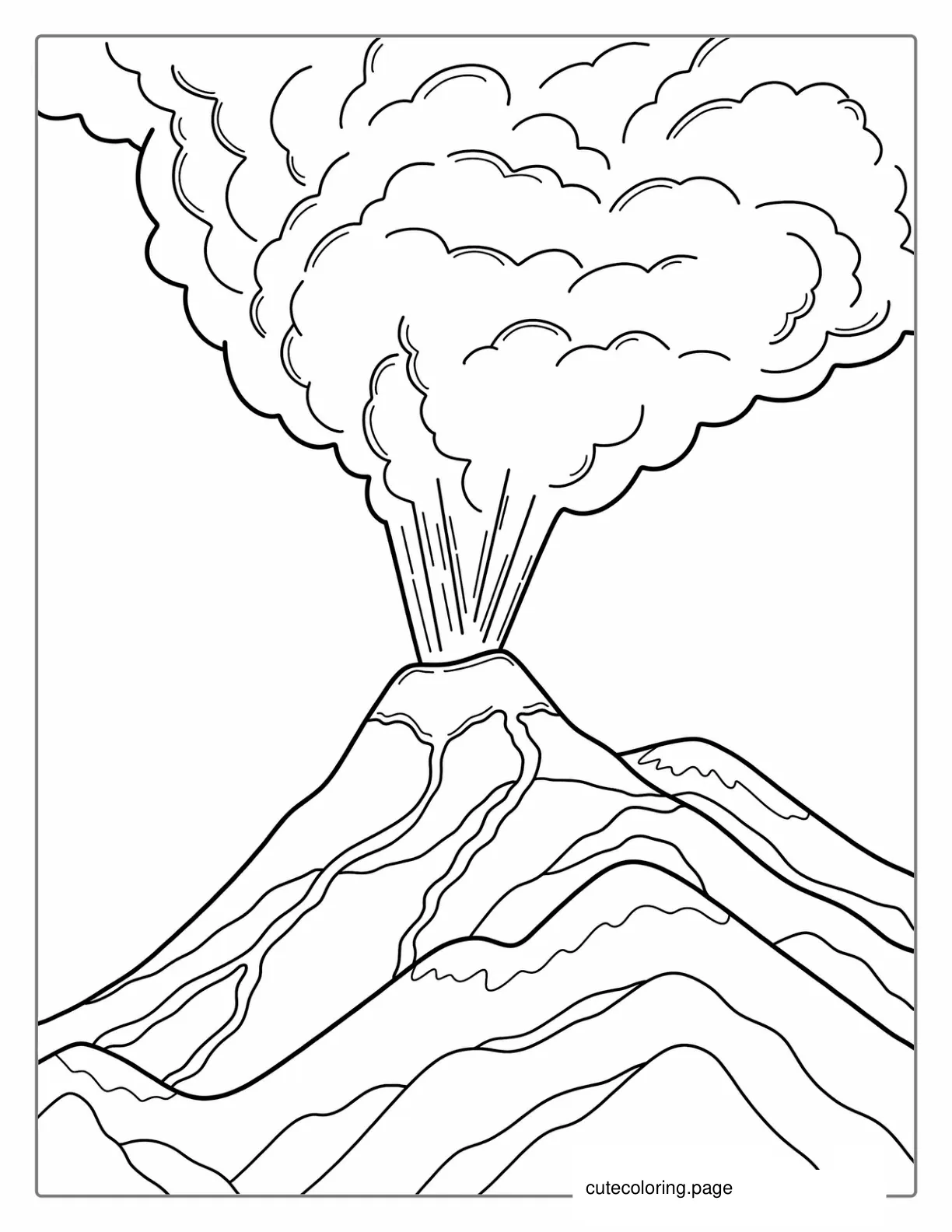 Volcano Erupting Gas and Smoke To Color coloring page