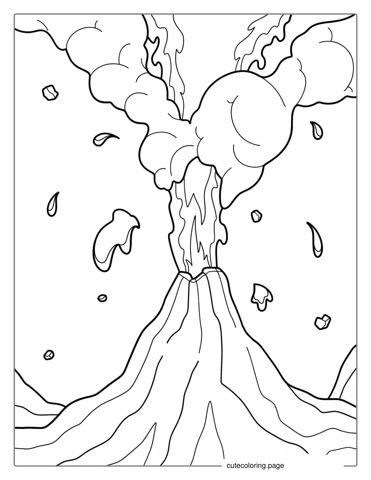 Volcano Eruption Spitting Lava And Smoke To Color  coloring page