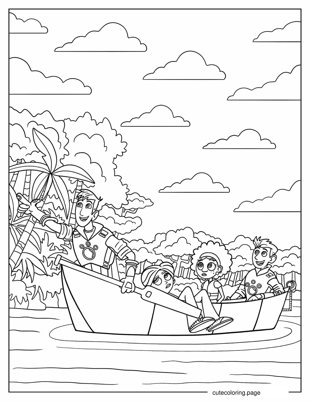 Chris Koki Aviva And Martin On Boat coloring page