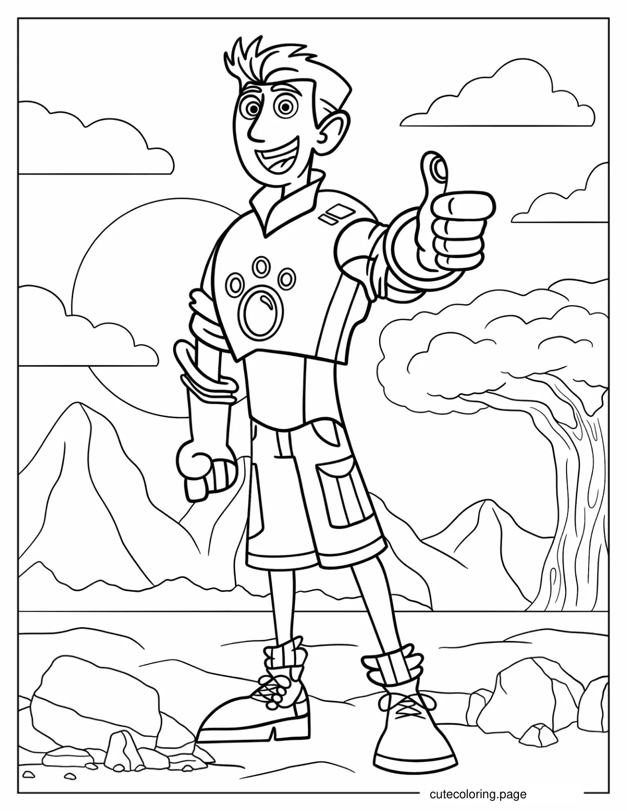 Chris Kratt With Thumbs Up Coloring Page coloring page