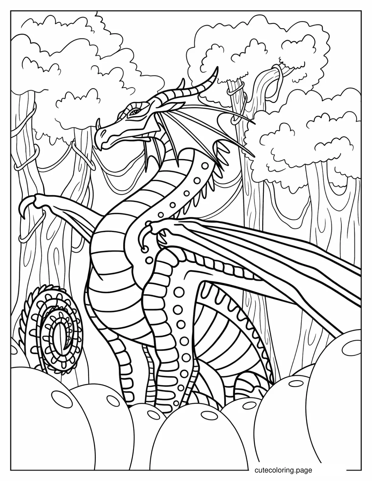 Queen Grandeur In The Forest coloring page