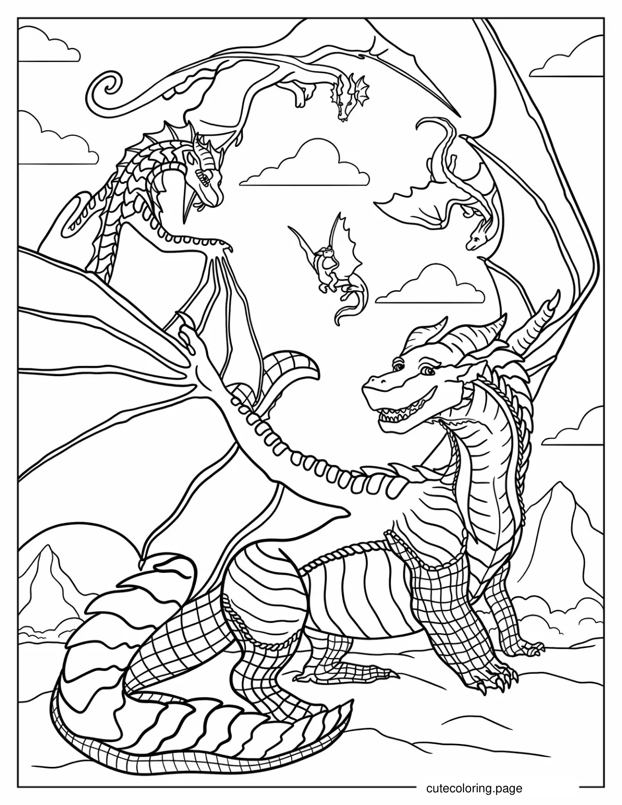 Wings Of Fire Clay Darkstalker Glory Tsunami And Qibi coloring page