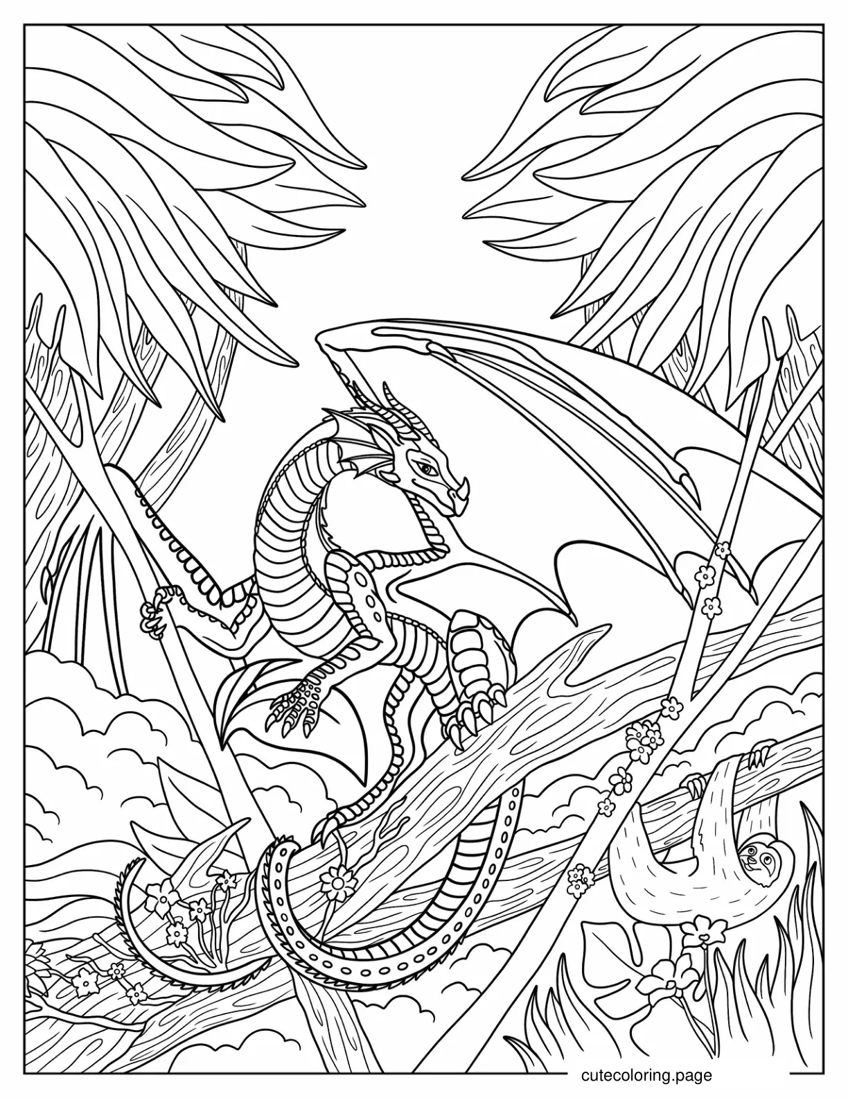 Wings Of Fire Glory On Tree Branch Coloring Sheet coloring page