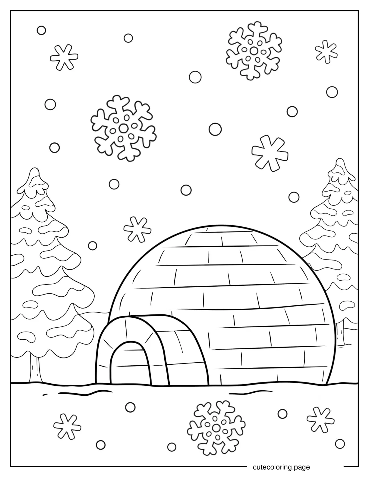 Coloring Sheet Of Igloo In Winter coloring page