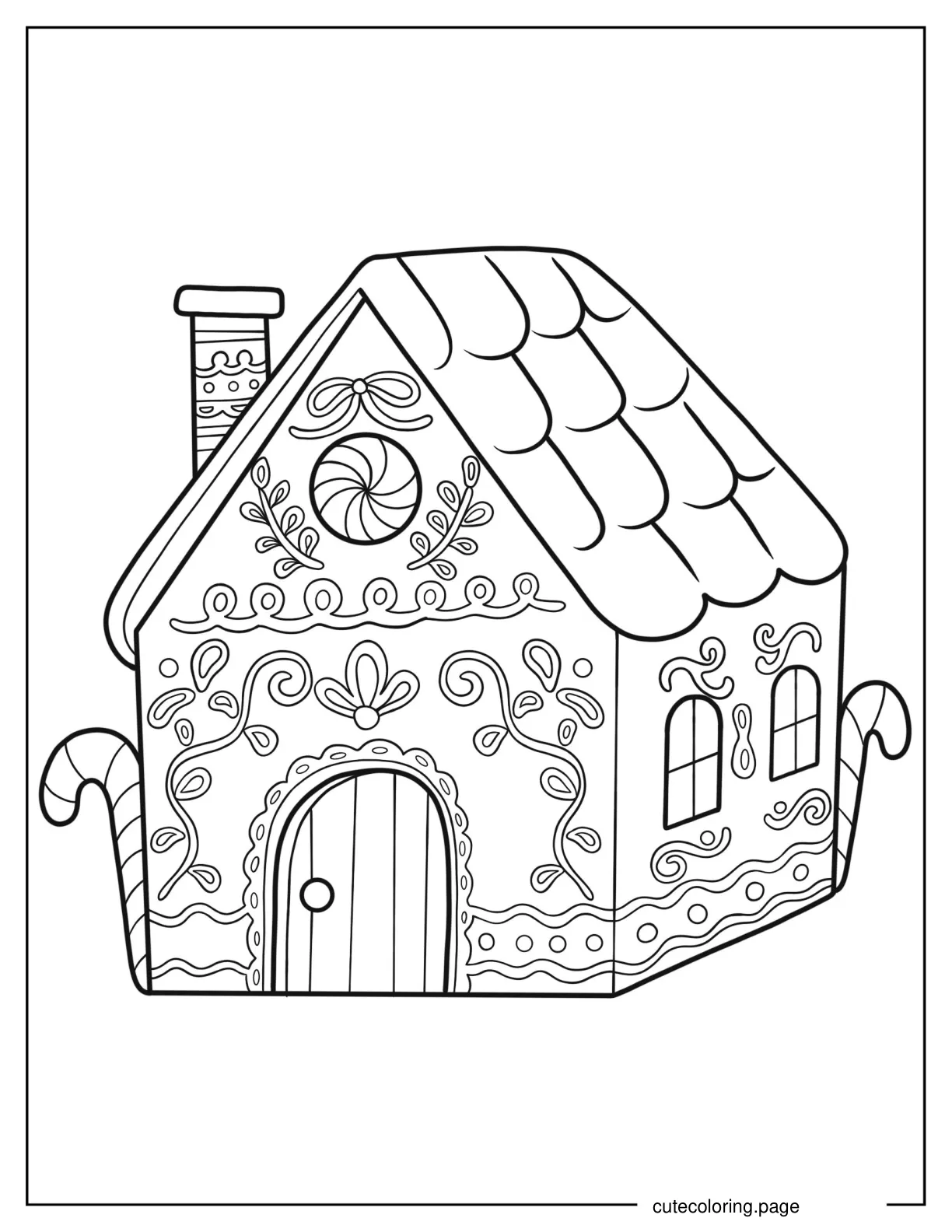 Detailed Christmas Gingerbread House coloring page