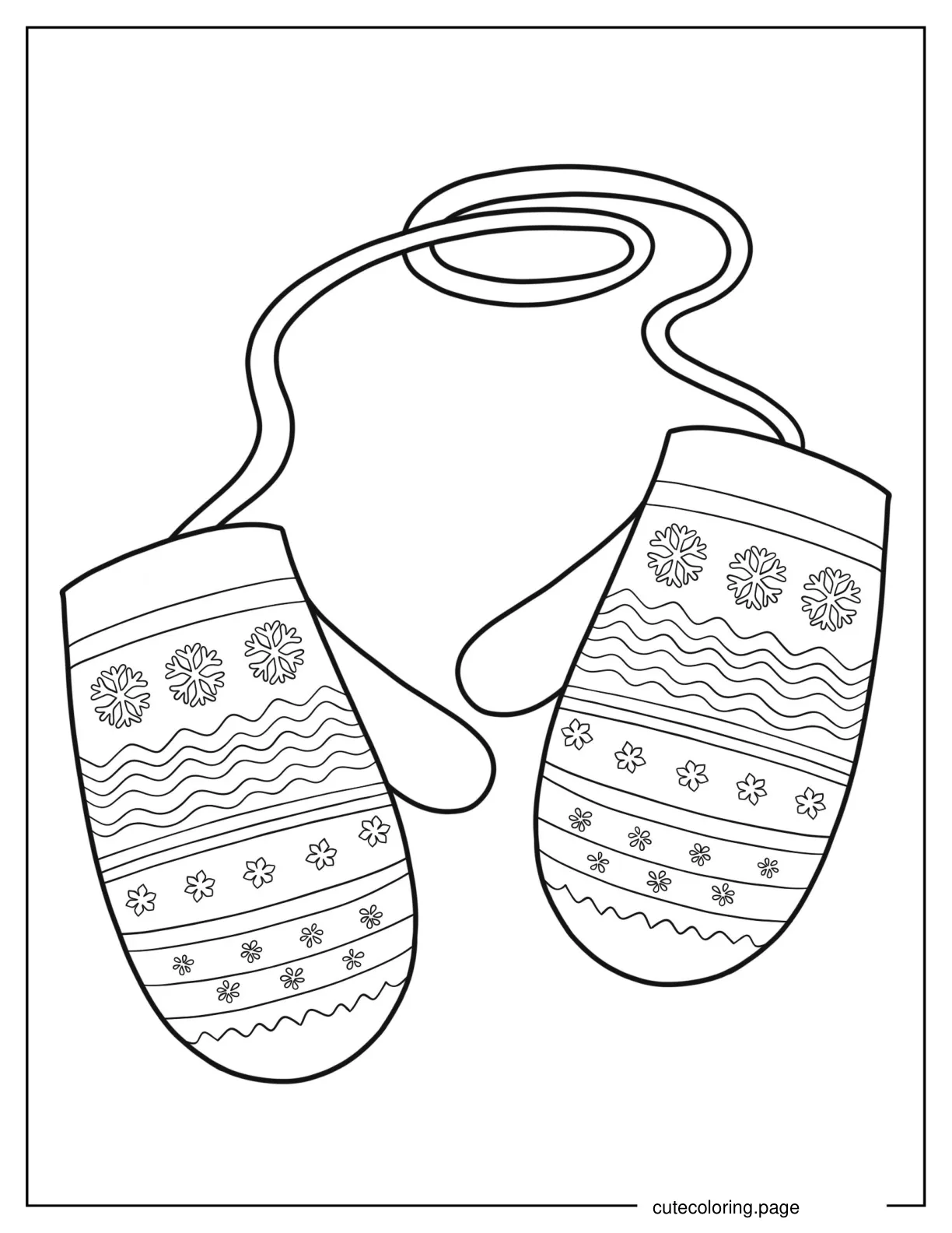 Easy Coloring Sheet Of Winter Mittens coloring page