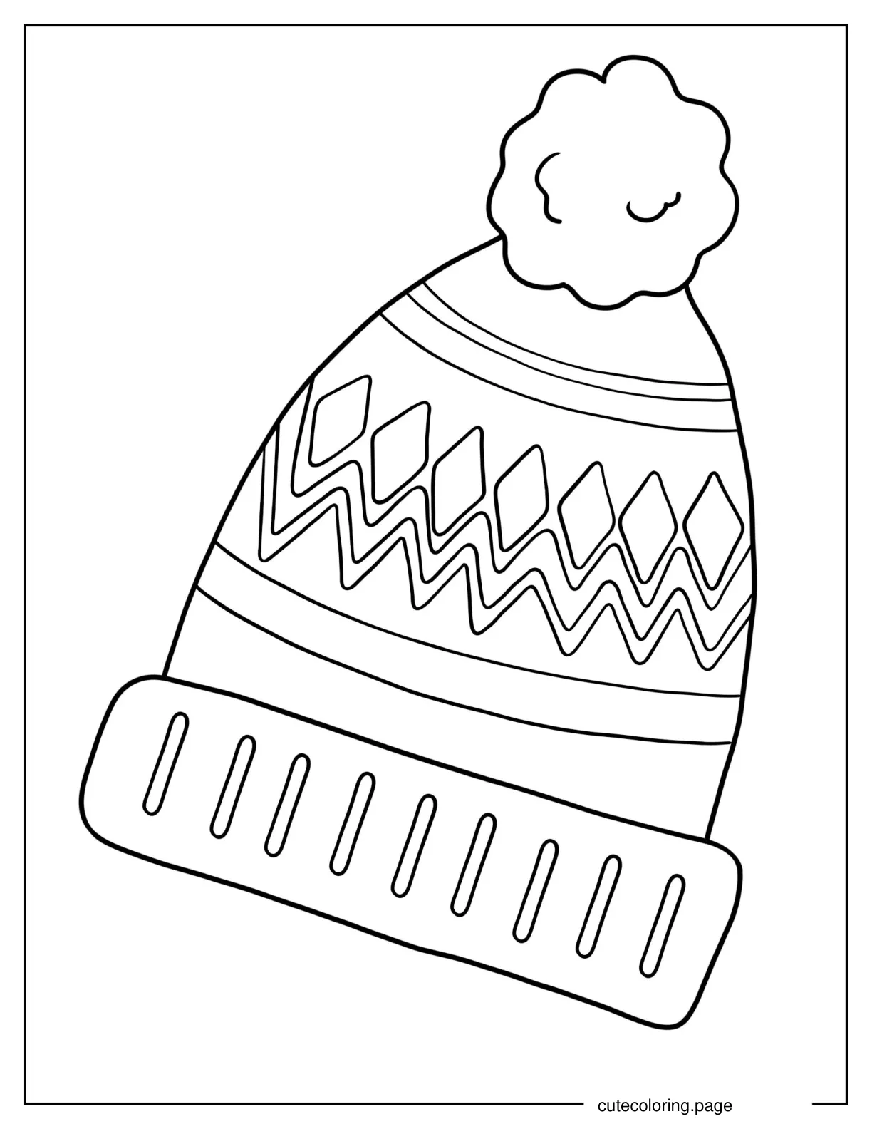 Easy Winter Beanie Coloring Page coloring page