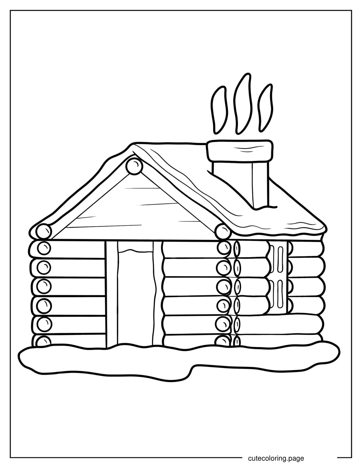 Easy Winter Cabin Outline Coloring Page coloring page