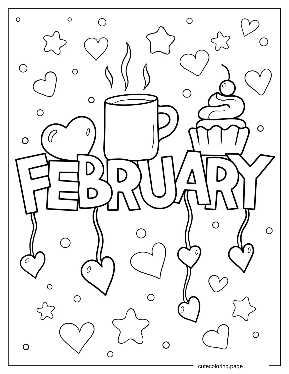 February Winter Valentines Coloring Sheet coloring page