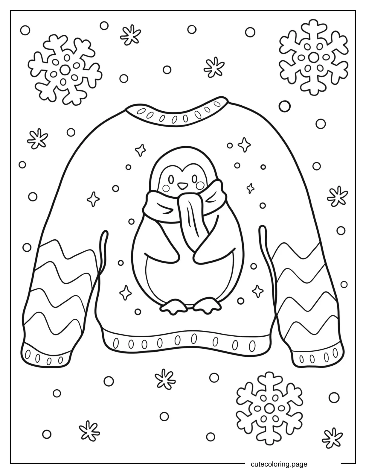 Penguin Winter Sweatshirt coloring page