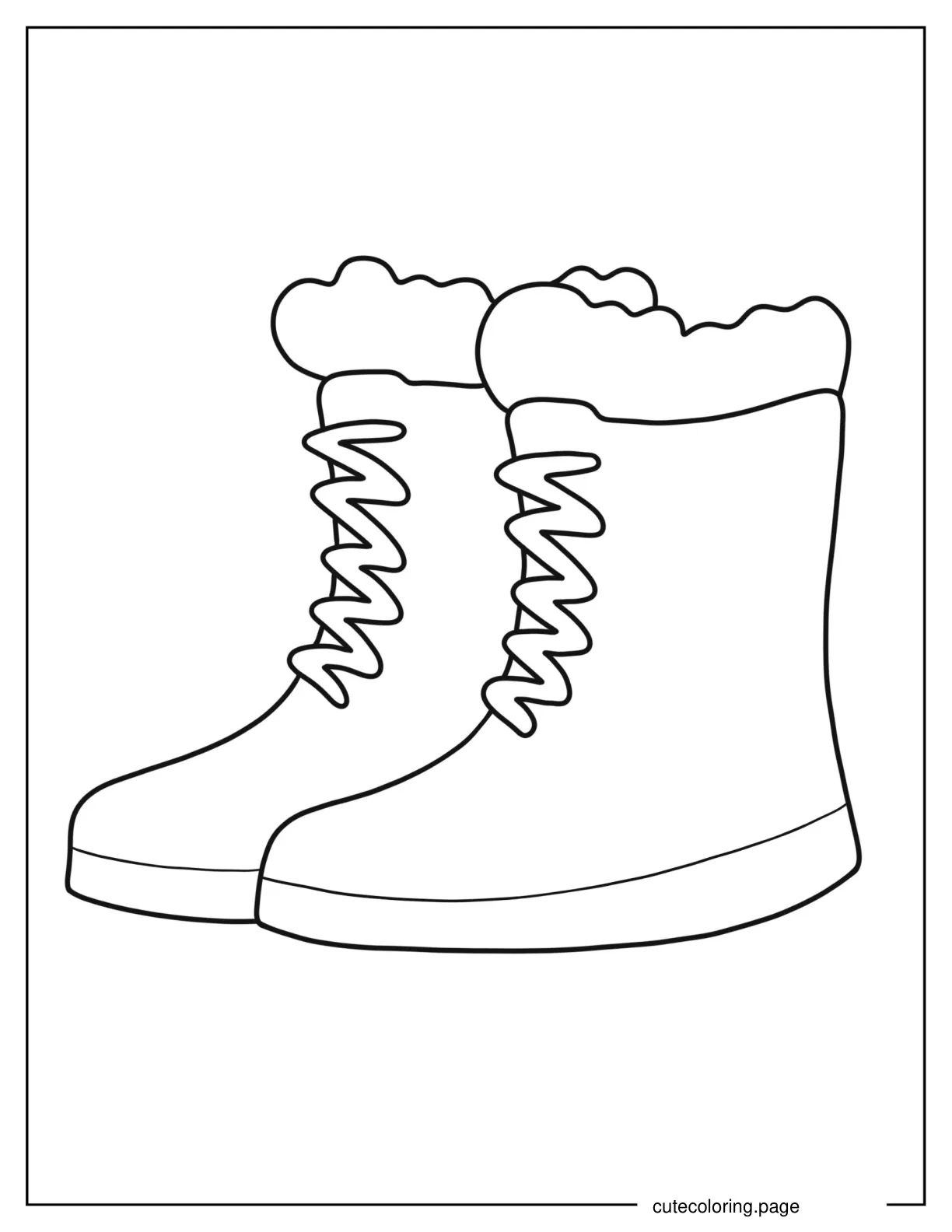 Simple Outline Of Winter Boots Coloring In coloring page