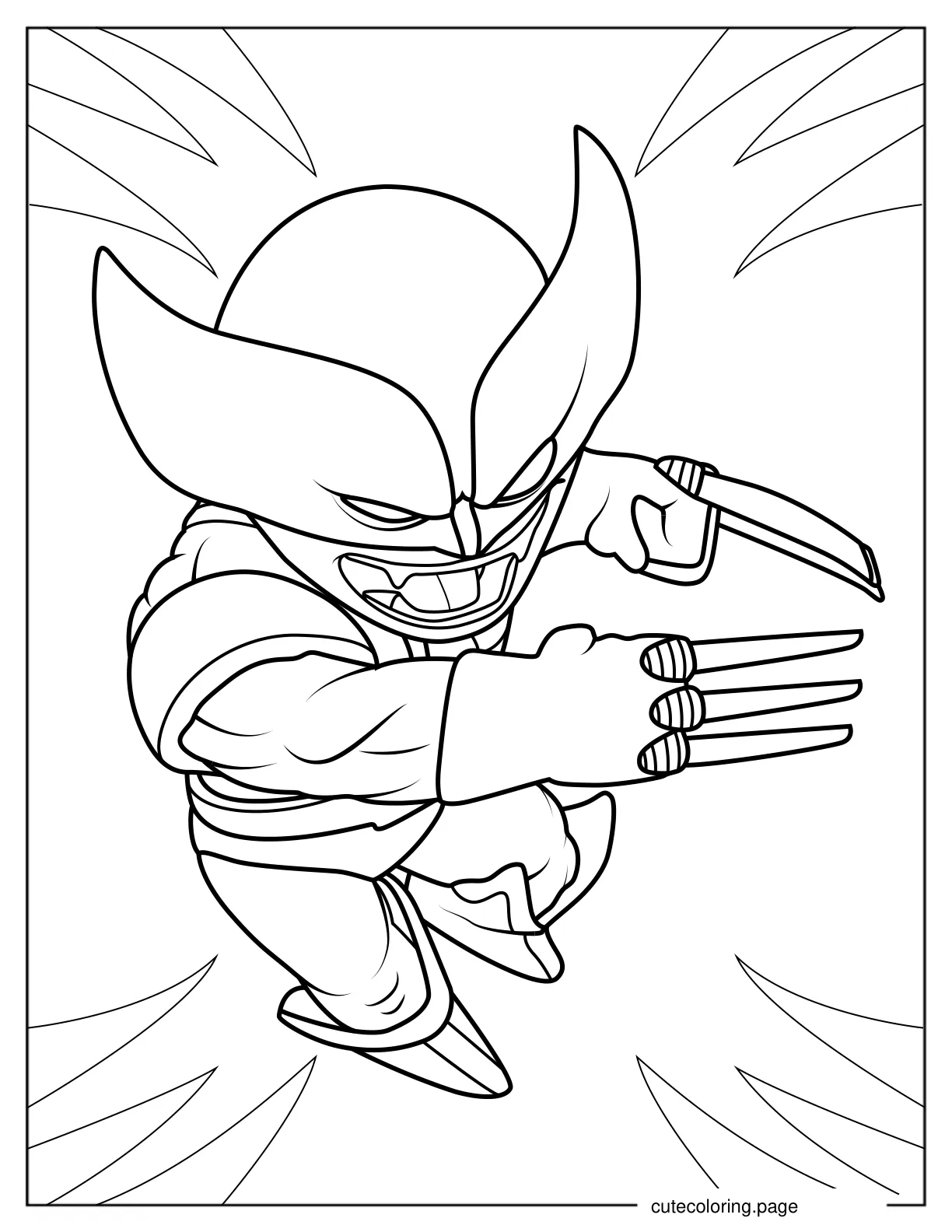 Chibi Wolverine Fighting Coloring Page V2 coloring page