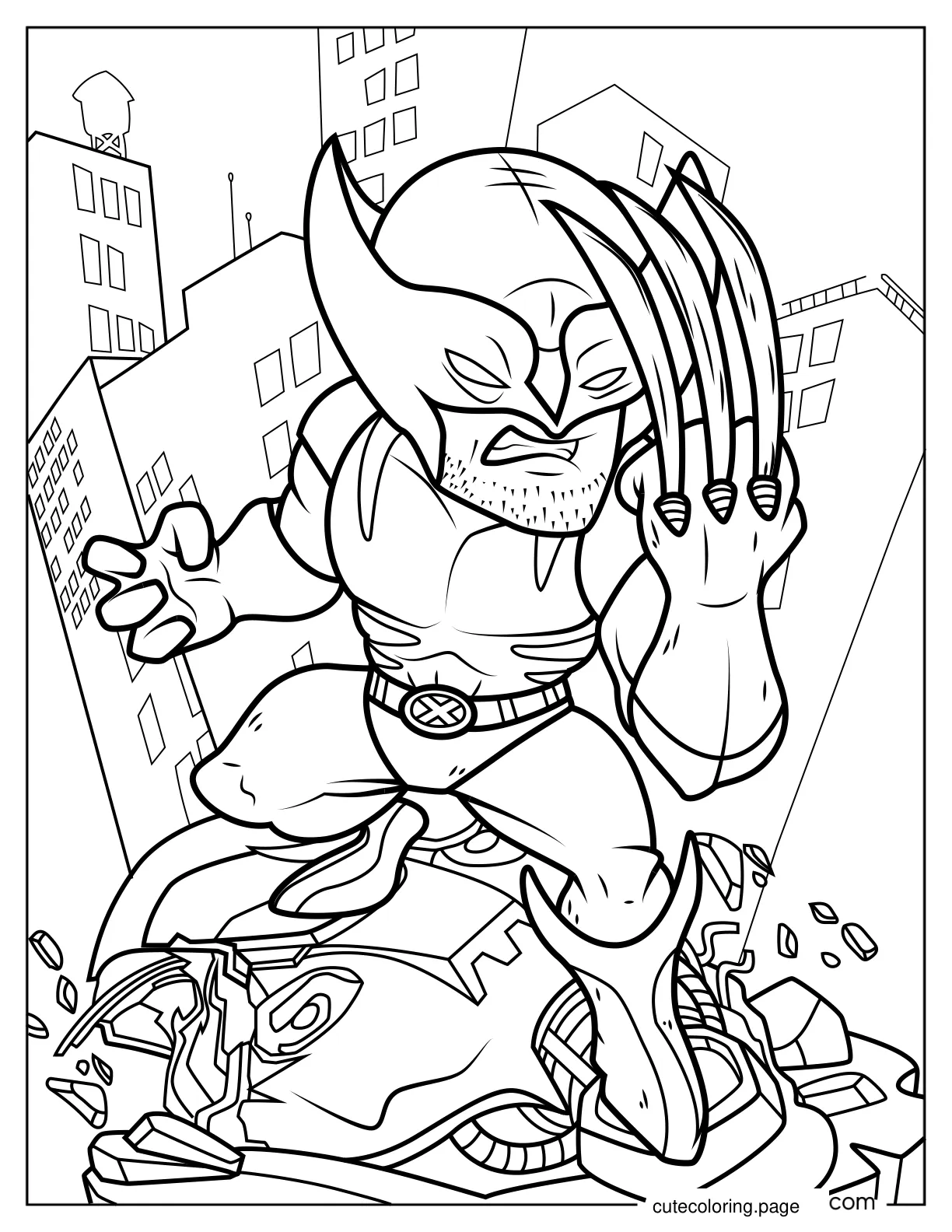 Coloring Sheet Of Cartoon Wolverine Fighting coloring page