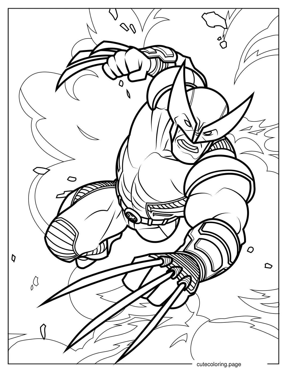 Detailed X Men Wolverine Coloring In For Kids V2 coloring page