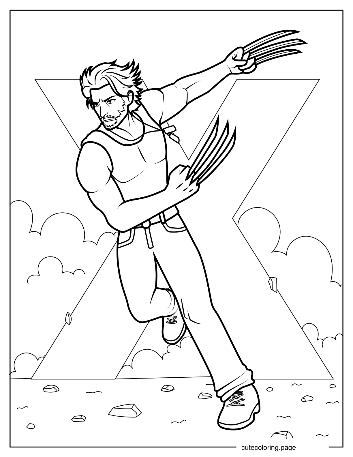 Logan With Wolverine Claws Out V2 coloring page