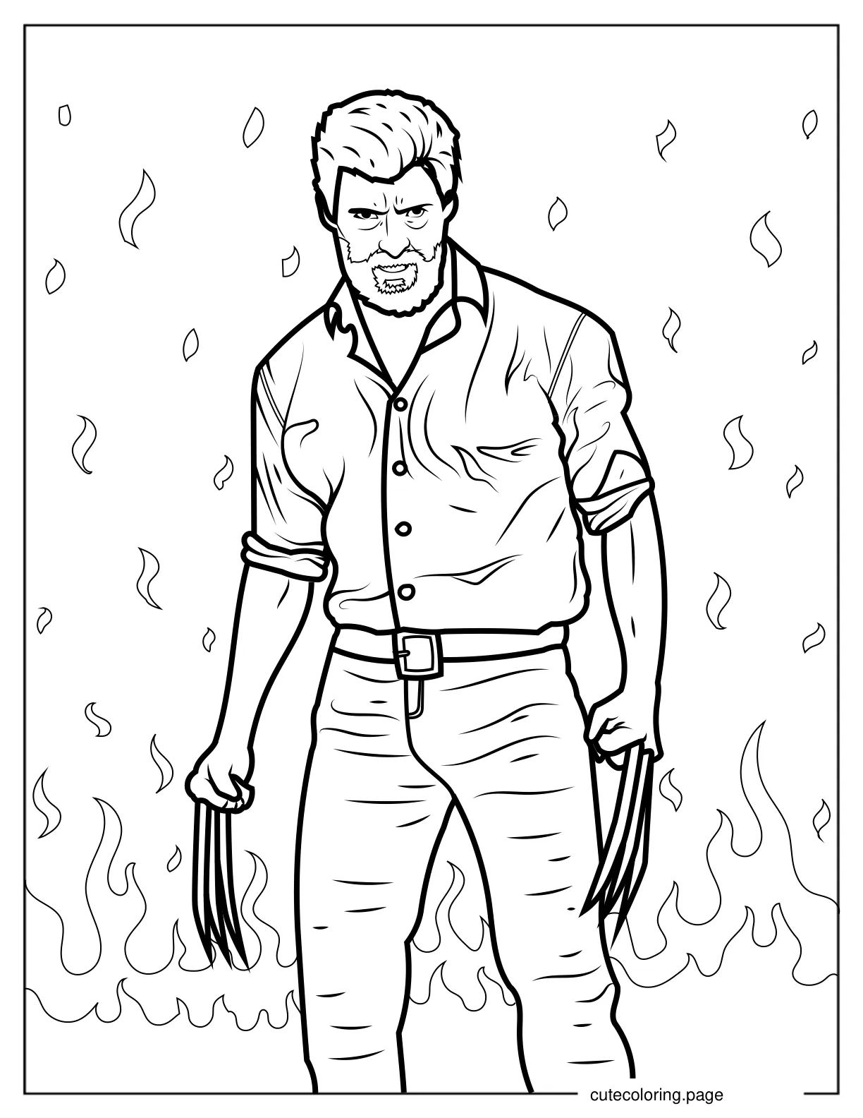 Realistic Logan Wolverine Coloring Page V2 coloring page