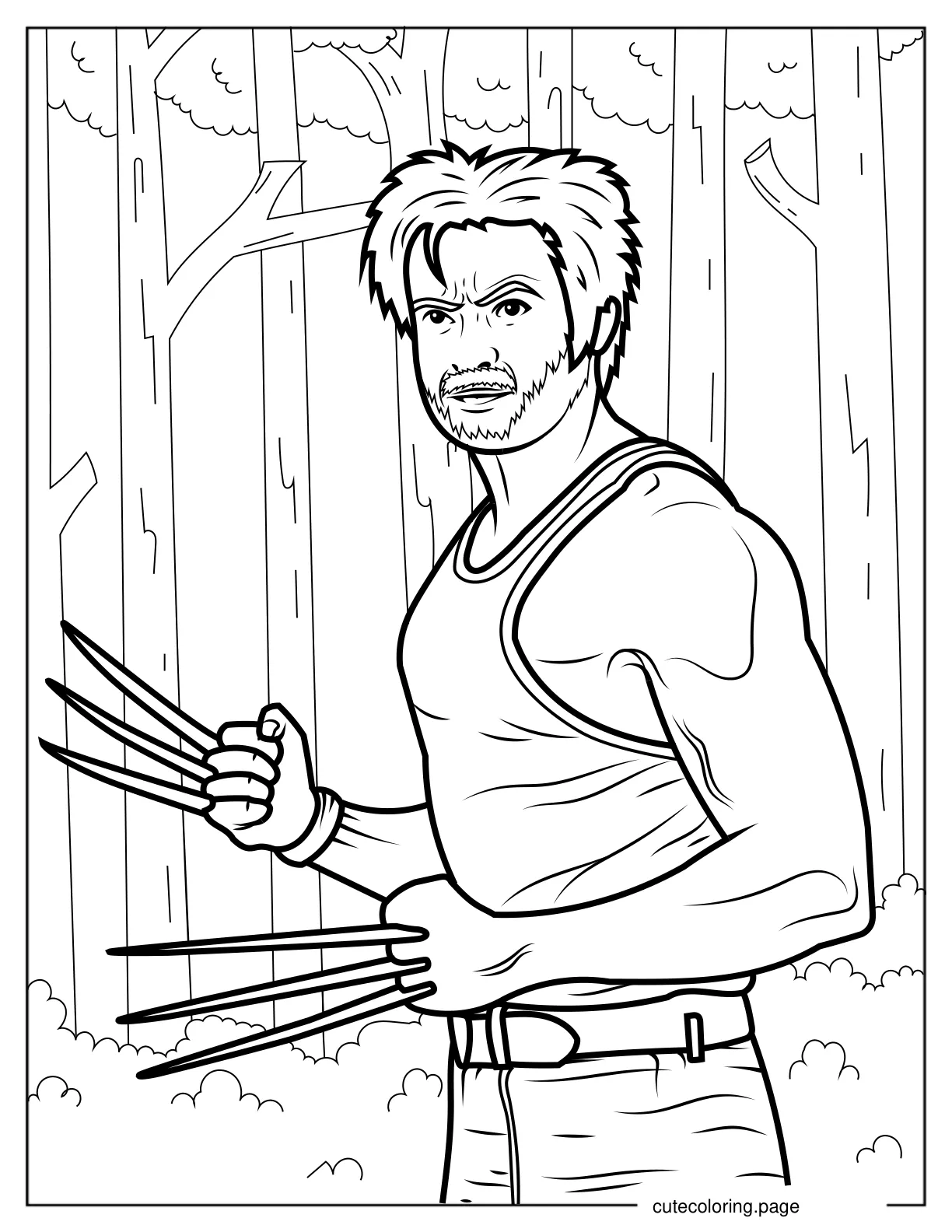 Realistic Wolverine In Forest Coloring Page V2 coloring page