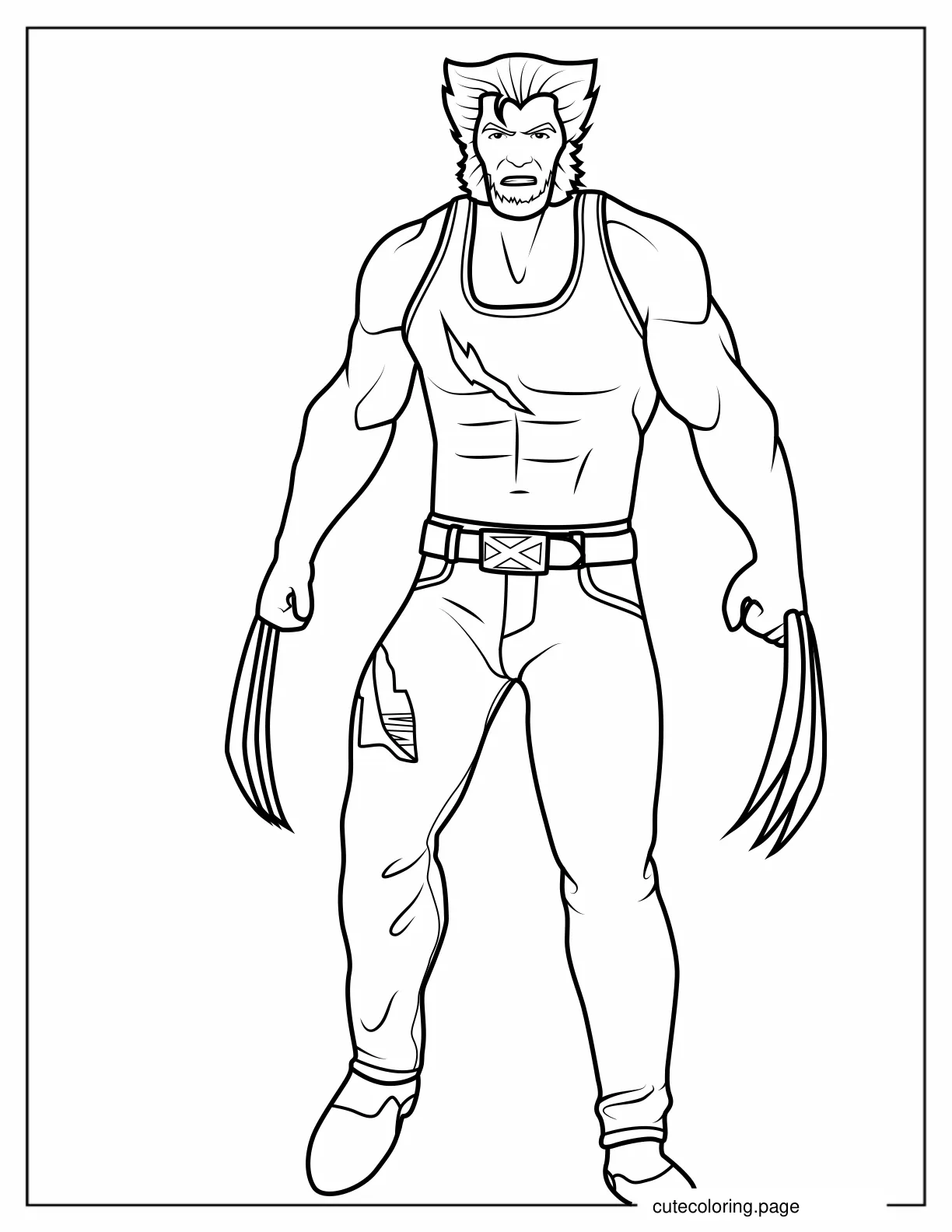 Simple Outline Of Logan Wolverine Coloring Page coloring page