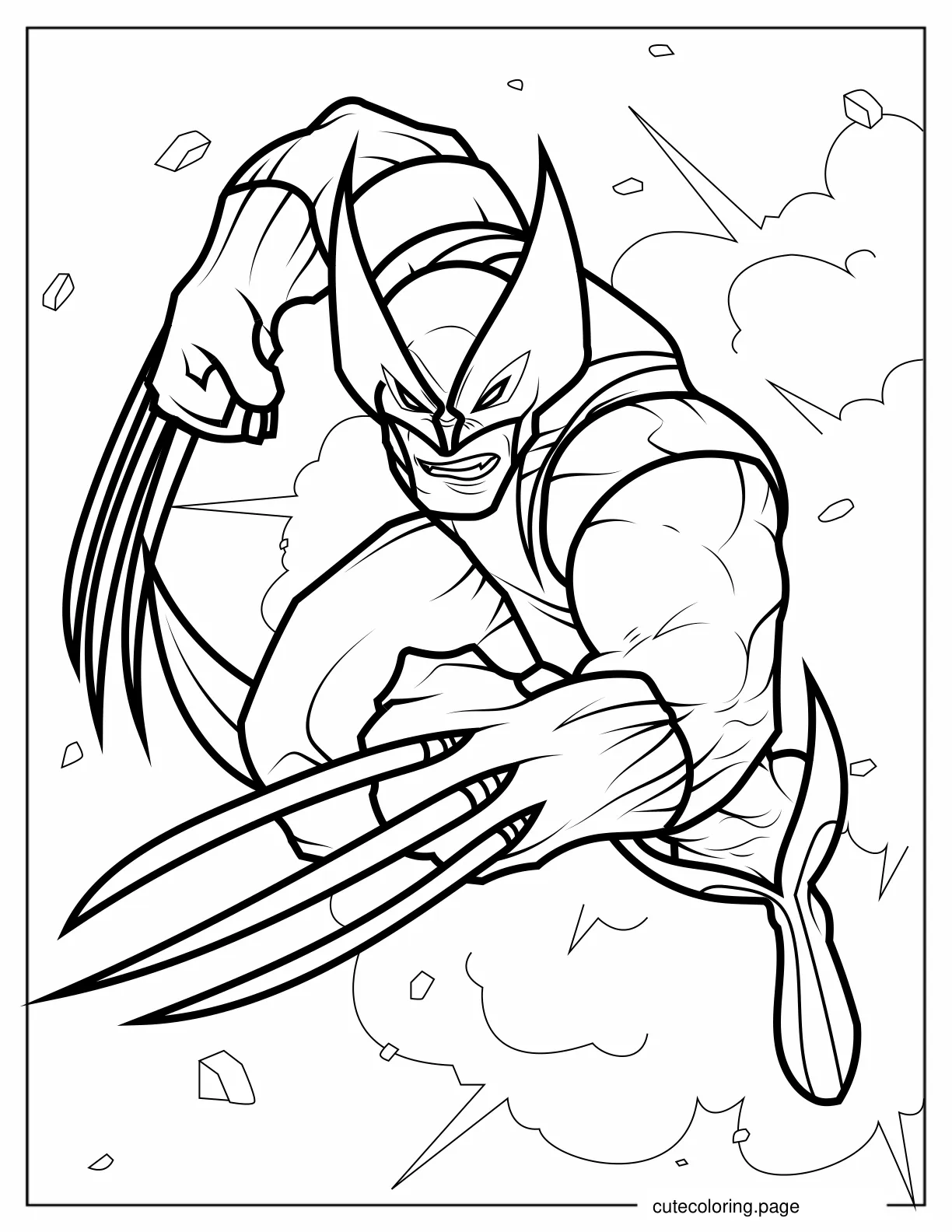 Wolverine In Fighting Stance coloring page