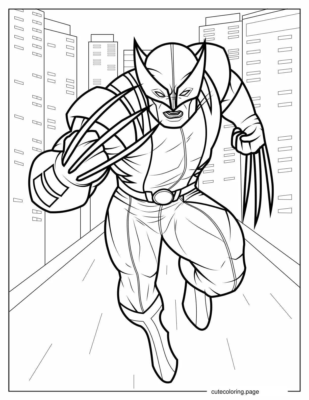 Wolverine Running In The City coloring page