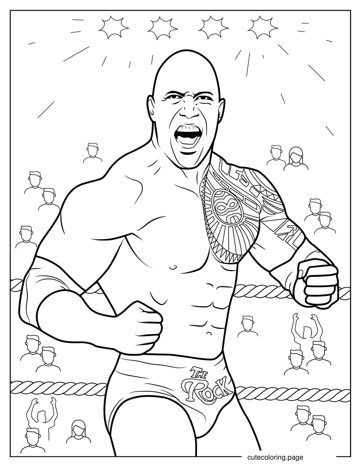 Dwayne Johnson The Rock WWE Wrestler coloring page