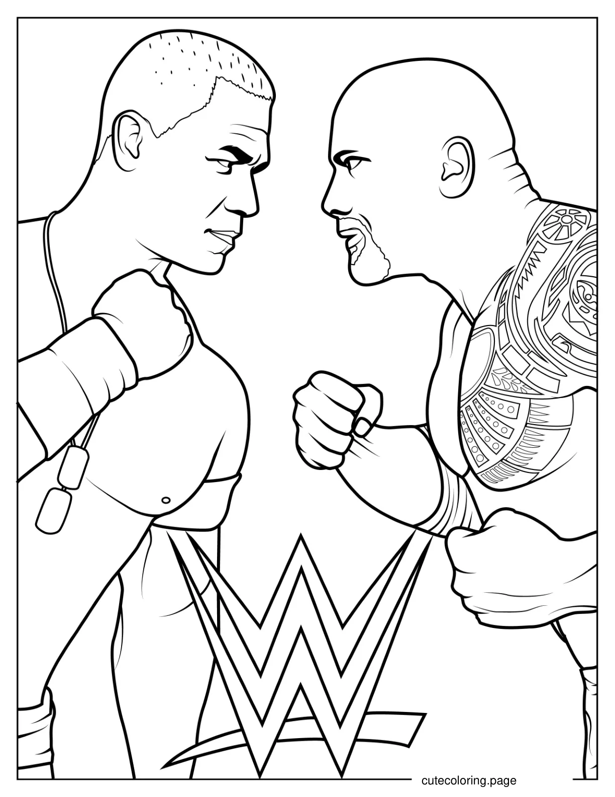 John Cena Vs The Rock WWE Coloring Sheet coloring page