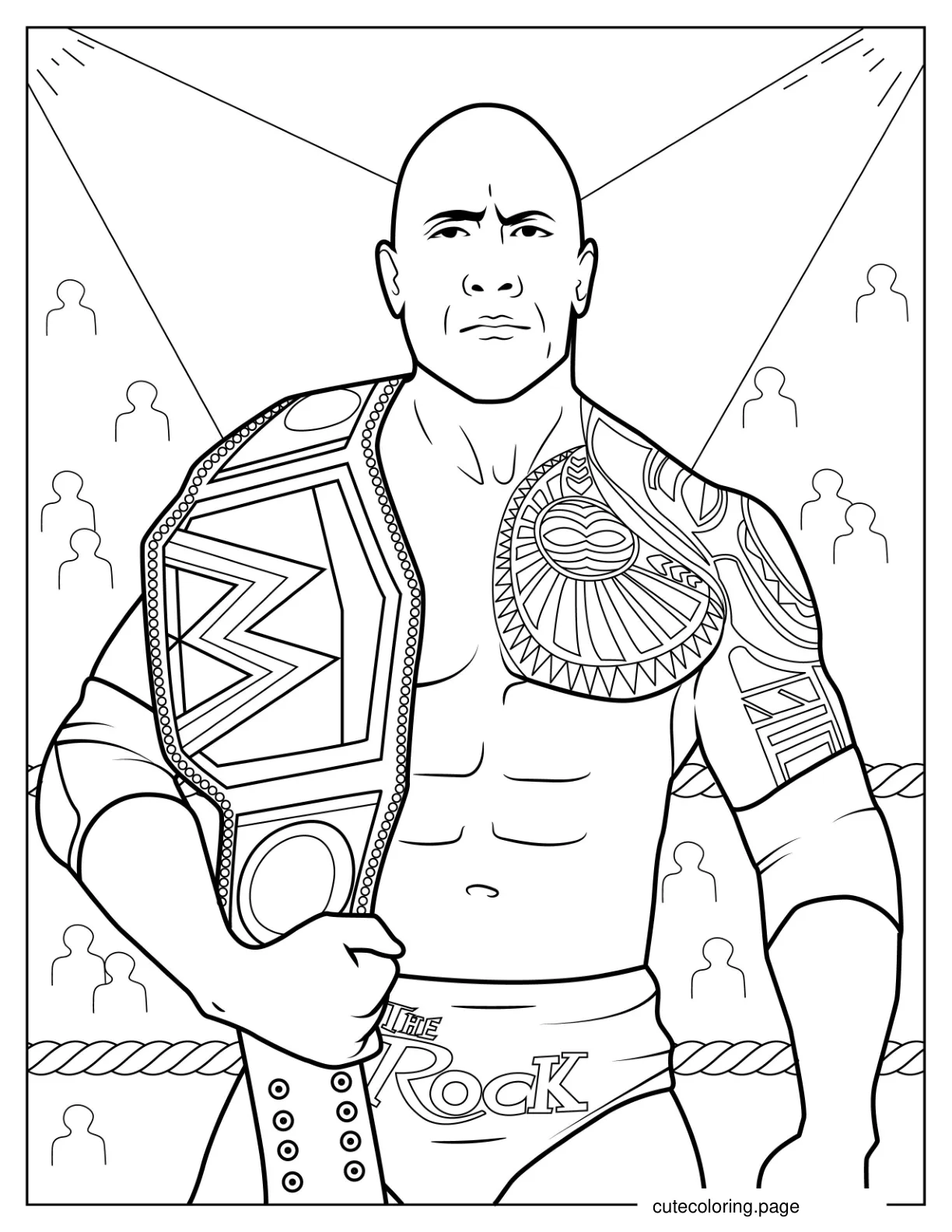 The Rock Holding Championship Belt coloring page