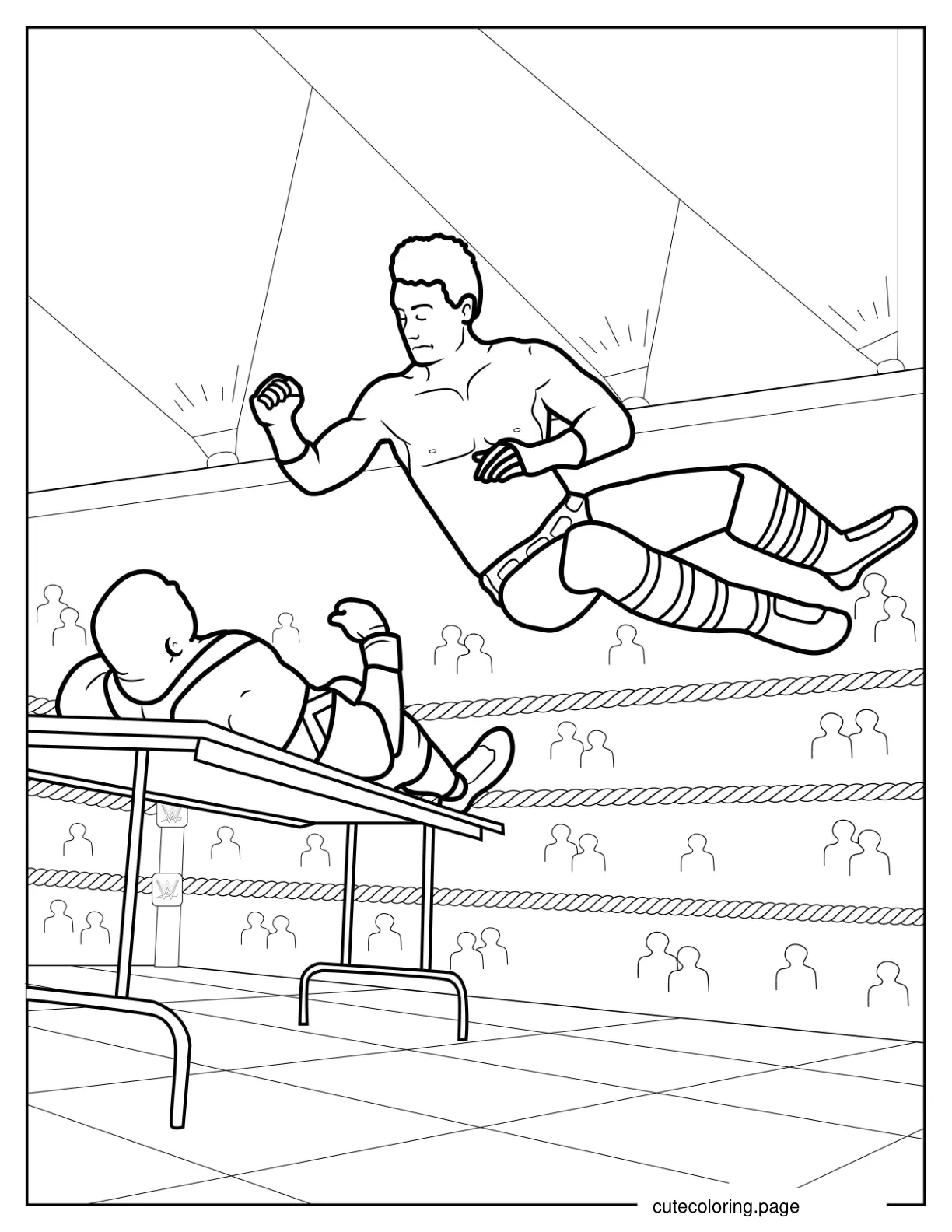 WWE Wrestler Body Slam To Color coloring page