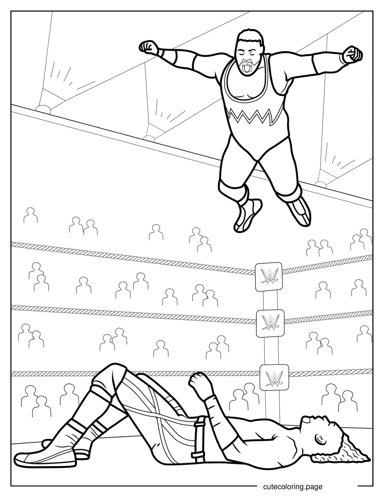 WWE Wrestler Leaping From Ring coloring page