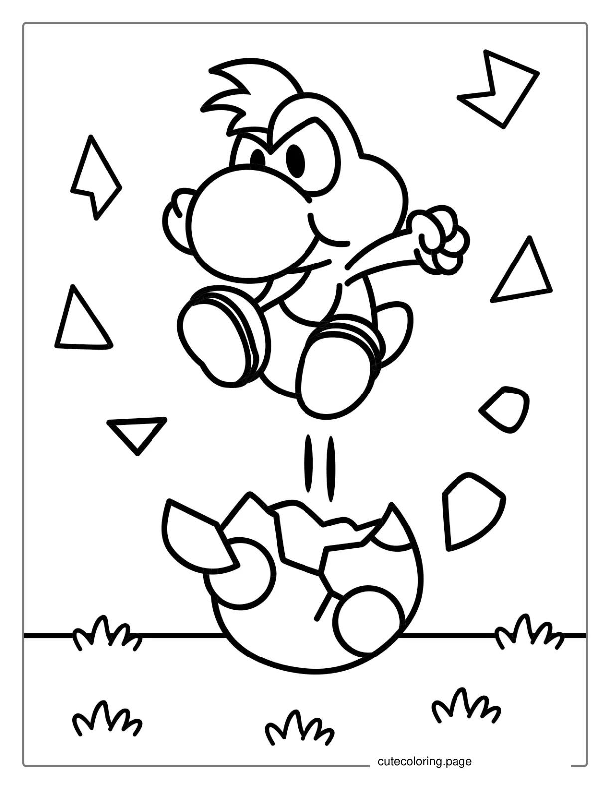 Cute Baby Yoshi Hatching From Egg coloring page