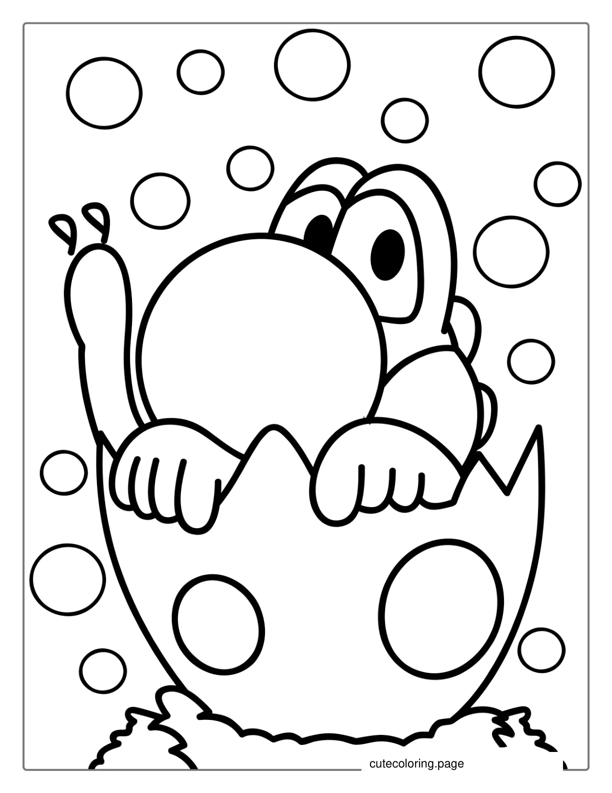 Cute Yoshi Hatching From Egg Coloring coloring page