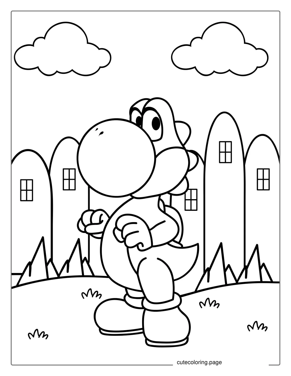 Happy Yoshi In Mario Land Coloring Page coloring page