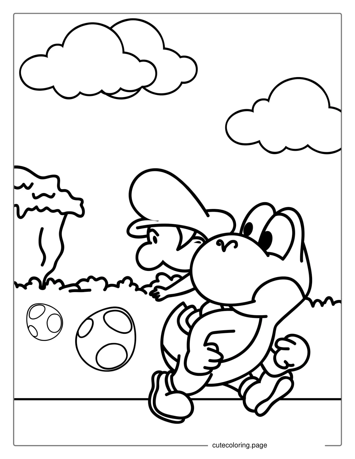 Paper Yoshi And Baby Mario Coloring Sheet coloring page