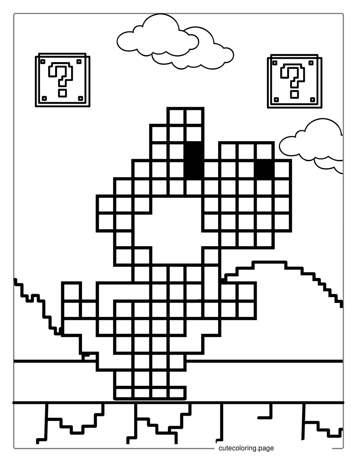 Pixel Retro Yoshi To Color For Adults coloring page