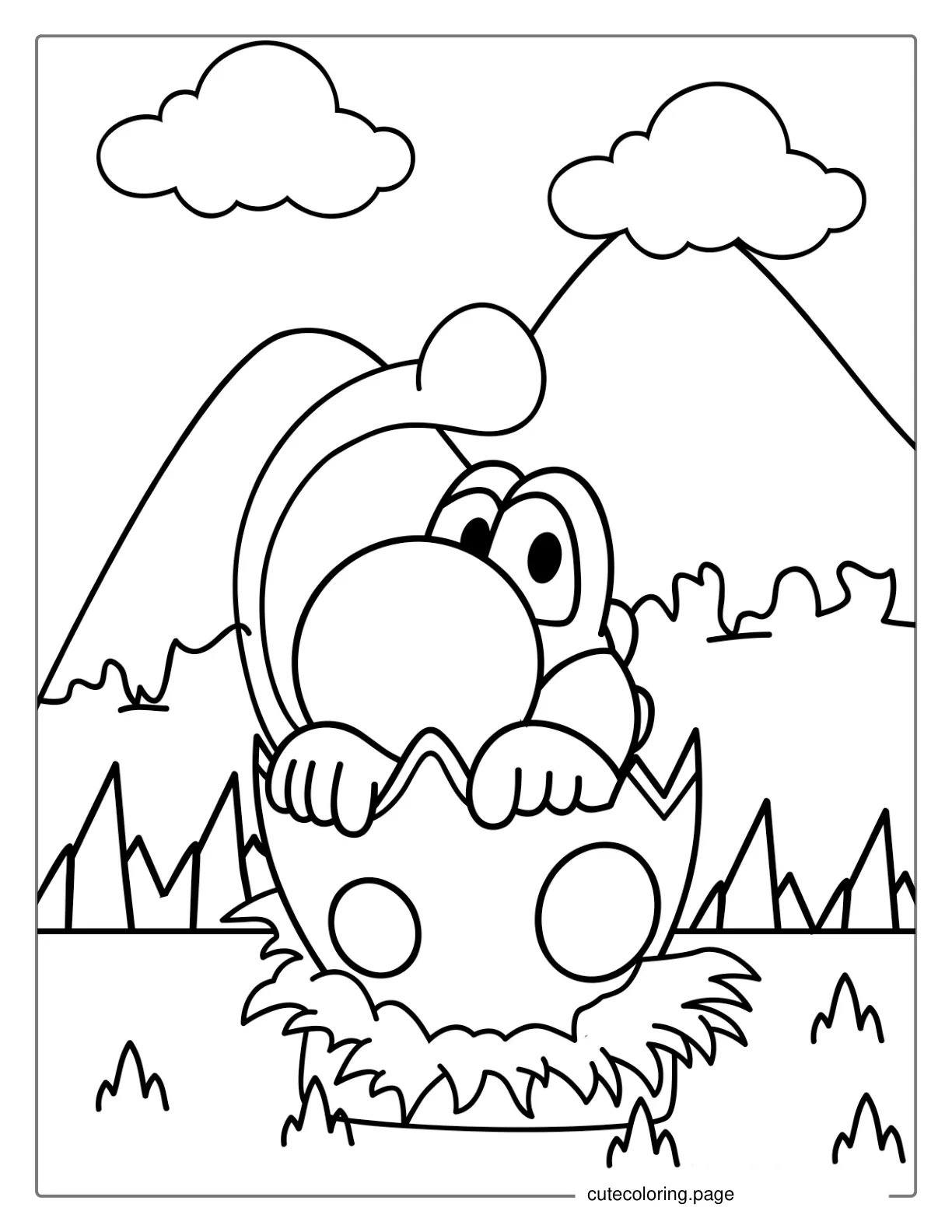 Yoshi Emerging From Egg Coloring Page coloring page