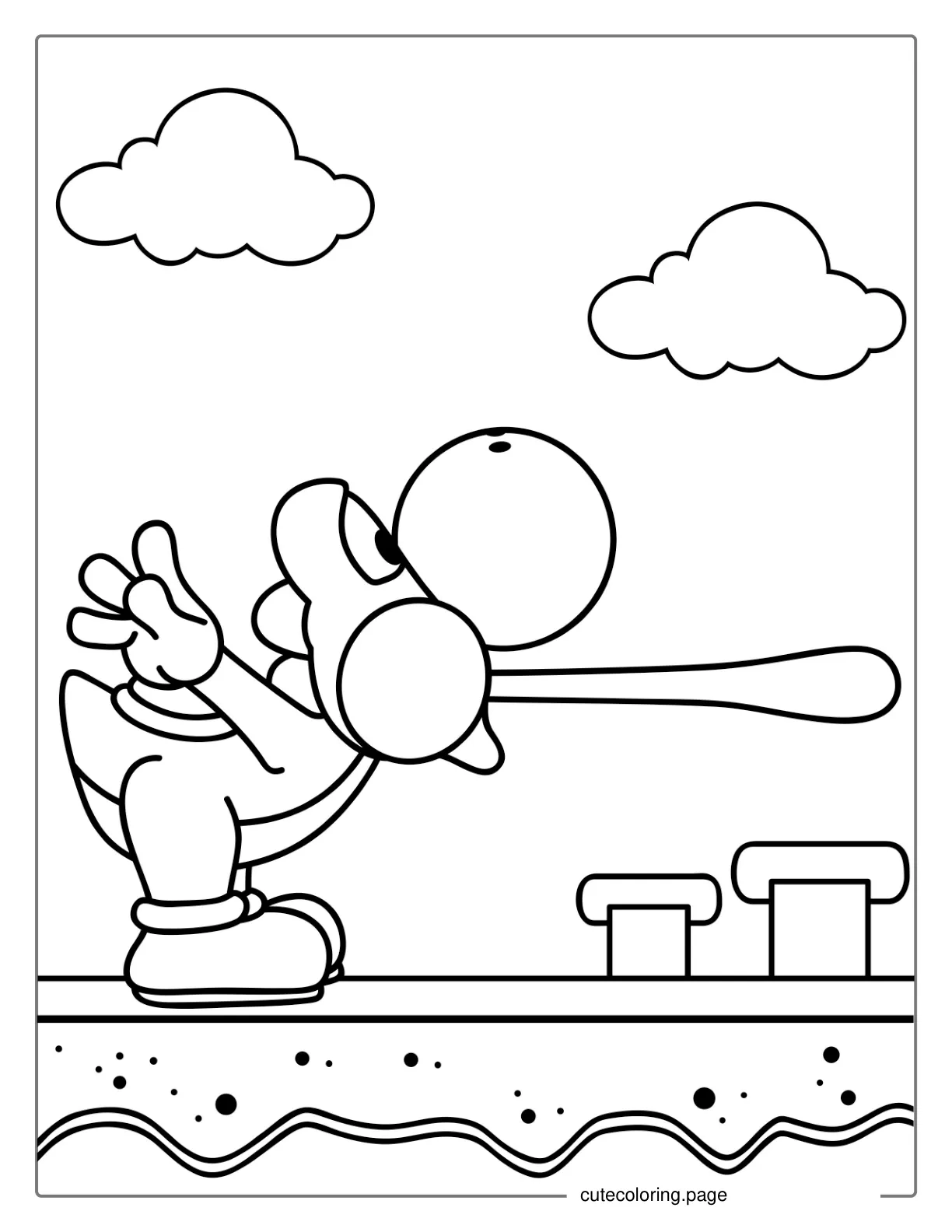 Yoshi With Tongue Out Coloring Sheet coloring page