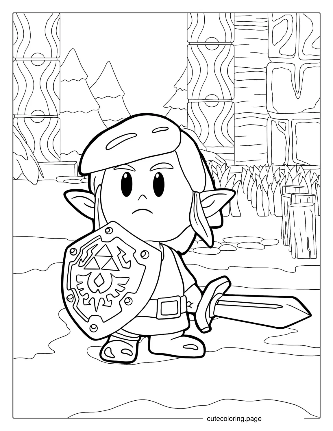 Baby Zelda Coloring Page With Link Holding Sword coloring page