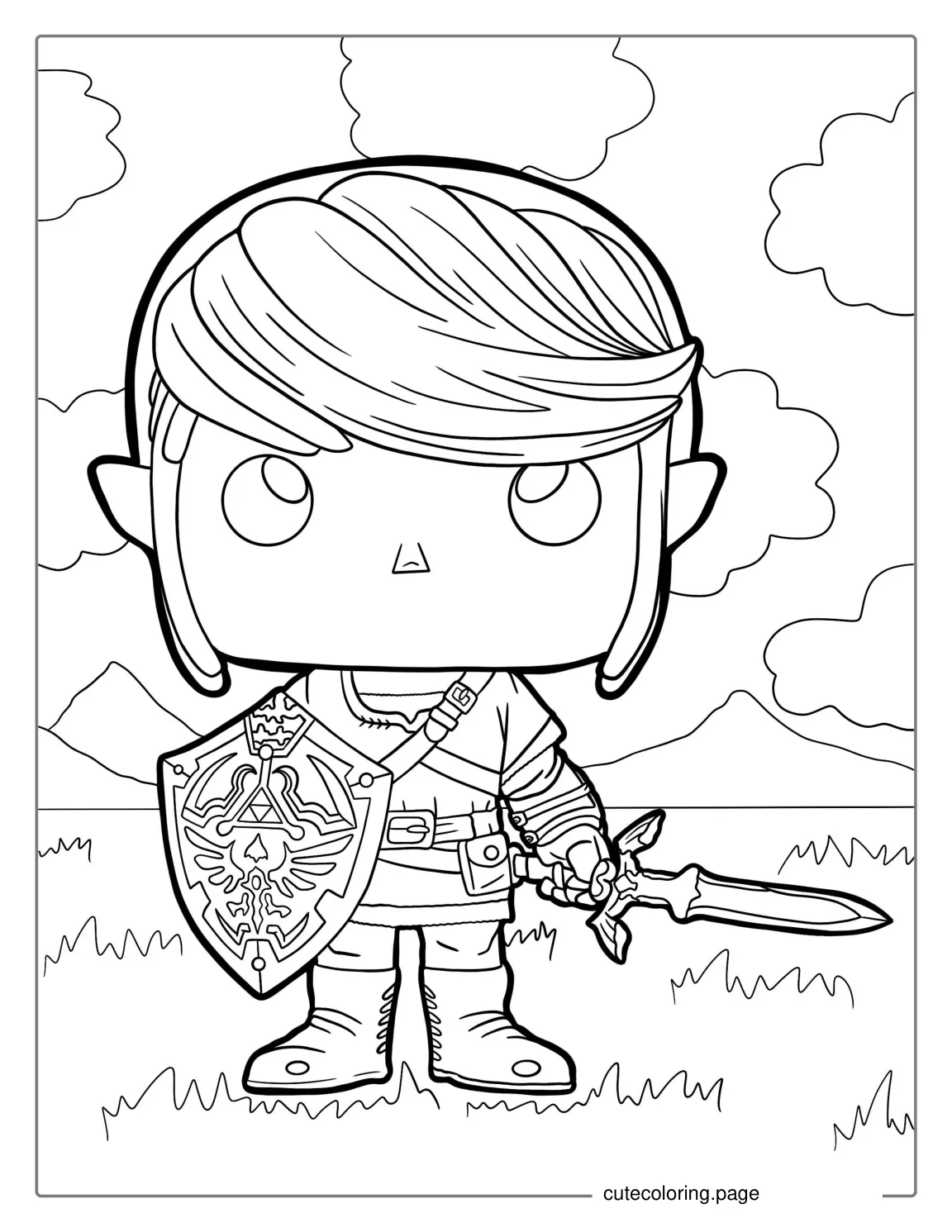 Funko Pop Link From Zelda Coloring Sheet coloring page