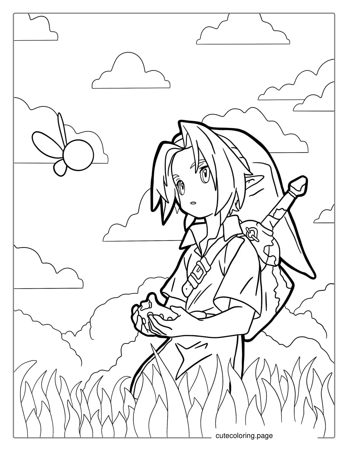 Link With Blue Flame From Zelda Coloring Page coloring page