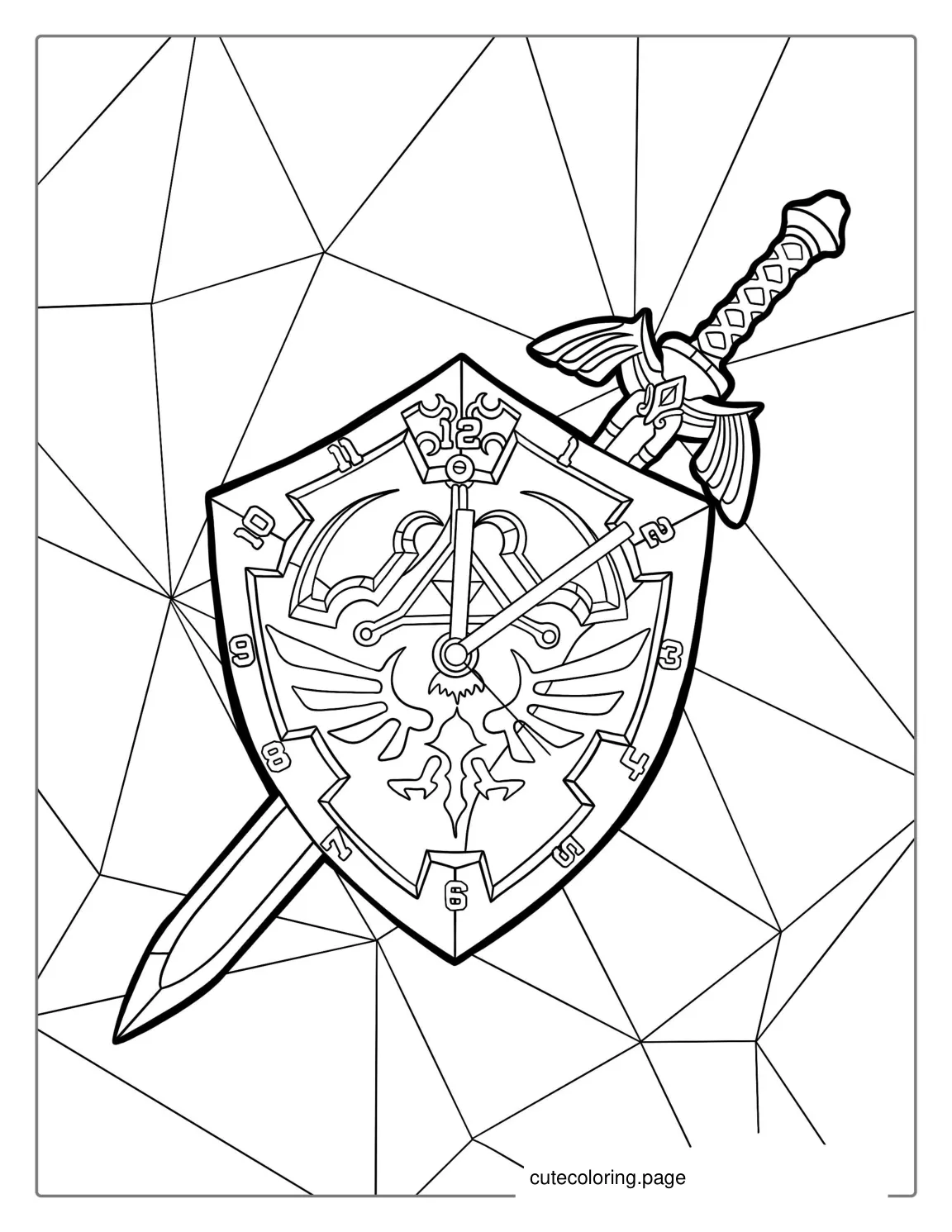 Zelda Shield And Sword Coloring Page coloring page