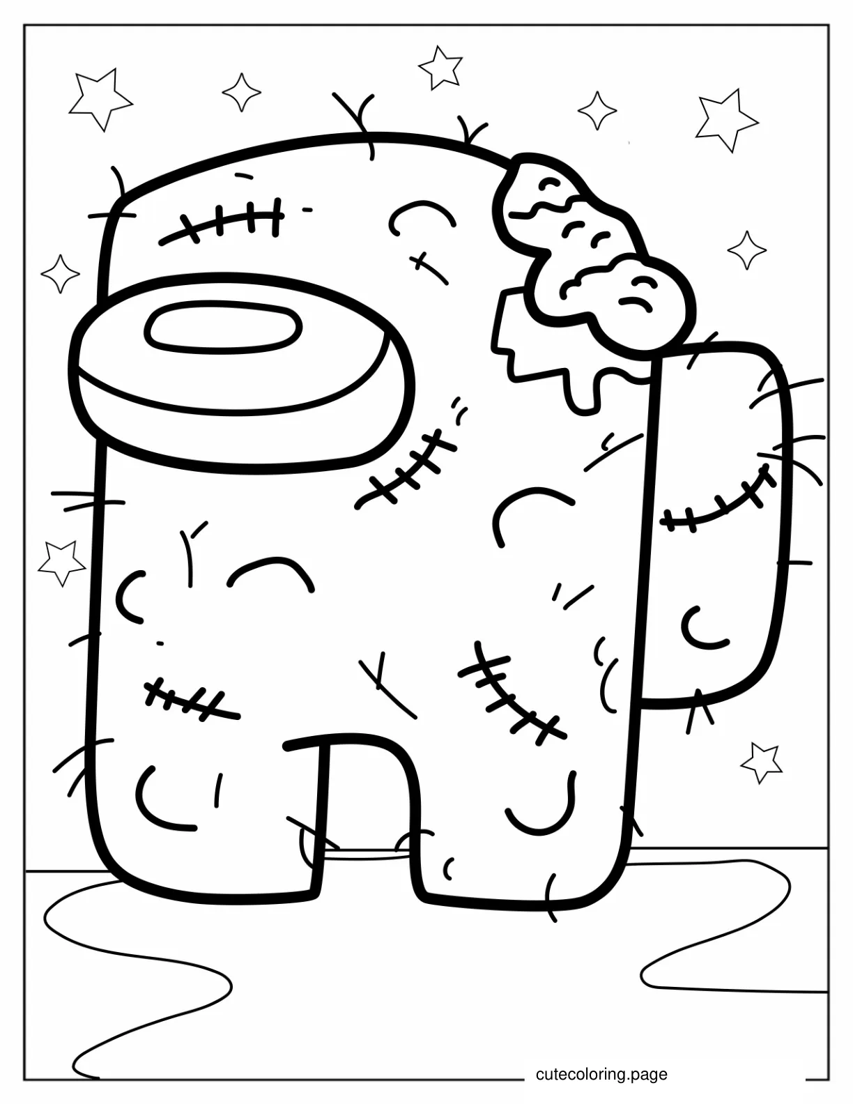 Among Us Zombie Coloring Sheet For Kids coloring page