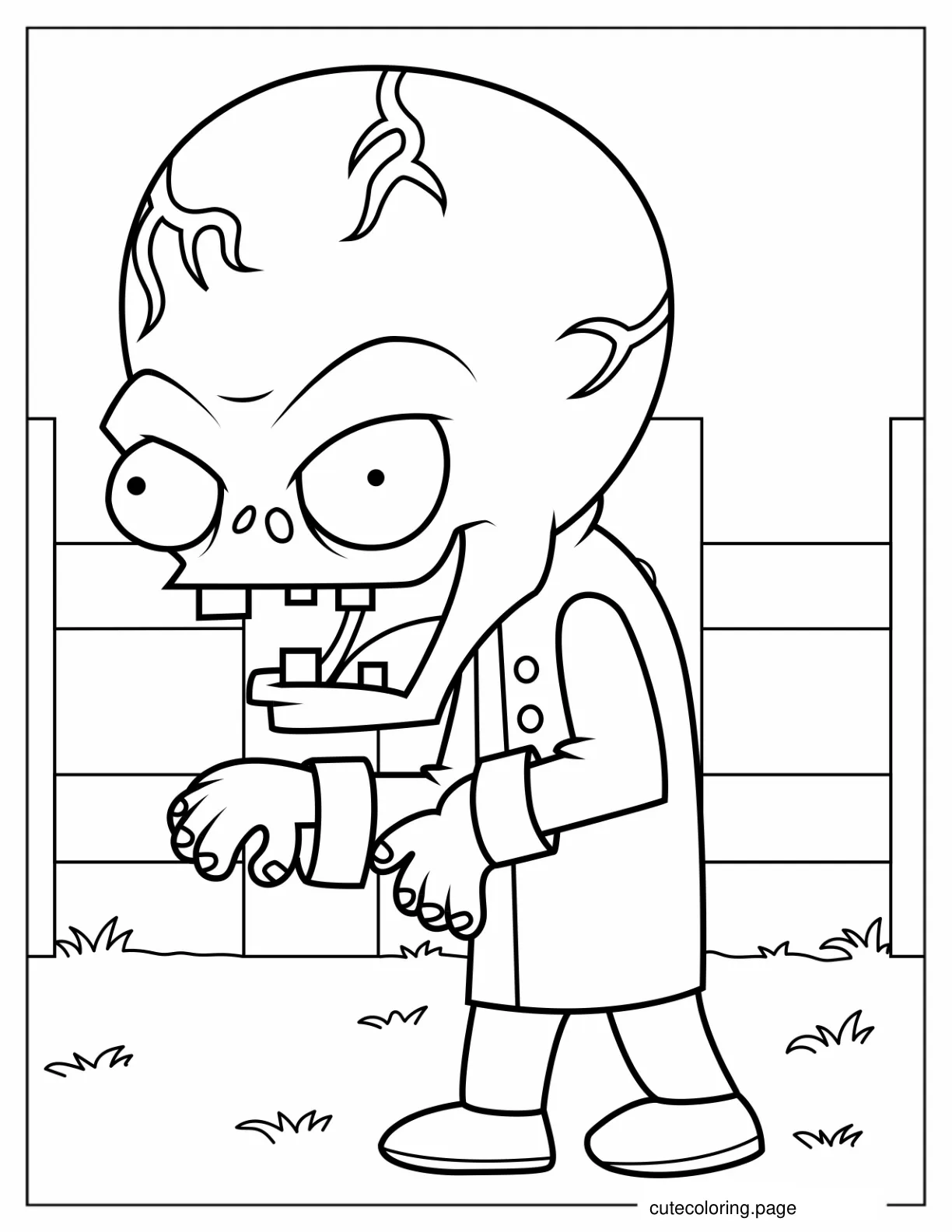 Cartoon Zombie With Big Brain coloring page